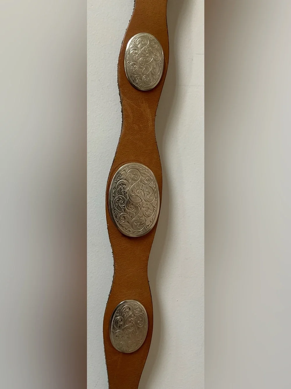 Brown Leather Concho Belt - Picture 3 of 9
